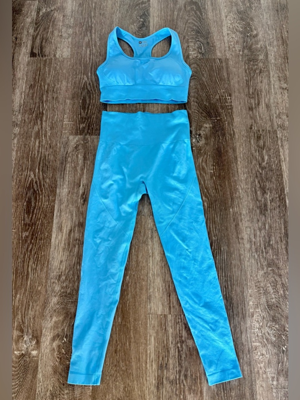 Buttergene- Work out set. Bright Blue Ribbed Active Tank with leggings